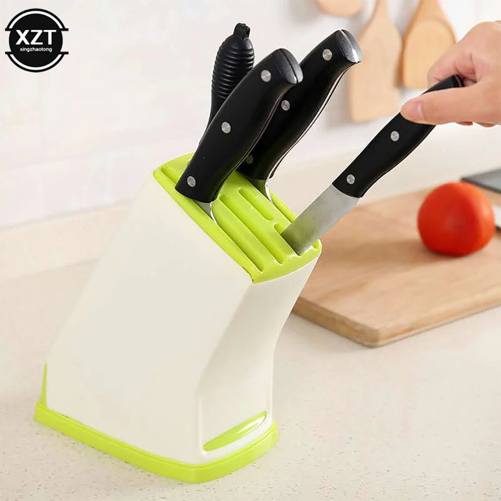 Kitchen Knife Holder Storage Rack Creative Household Supplies Durable Plastic Knife Holder Multifunctional Drainage Cutlery Rack