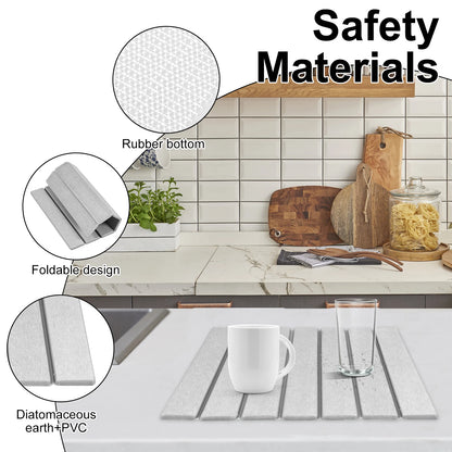 Kitchen Drying Mat Foldable Stone Dish Draining Mat Super Absorbent Mat Quick Dry Stone Drain Pad Kitchen Faucet Placemats