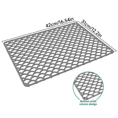 Kitchen Silicone Sink Protector Mat Foldable Anti Slip Tableware Drainage Drying Mats Household Multi Functional Desk Pad