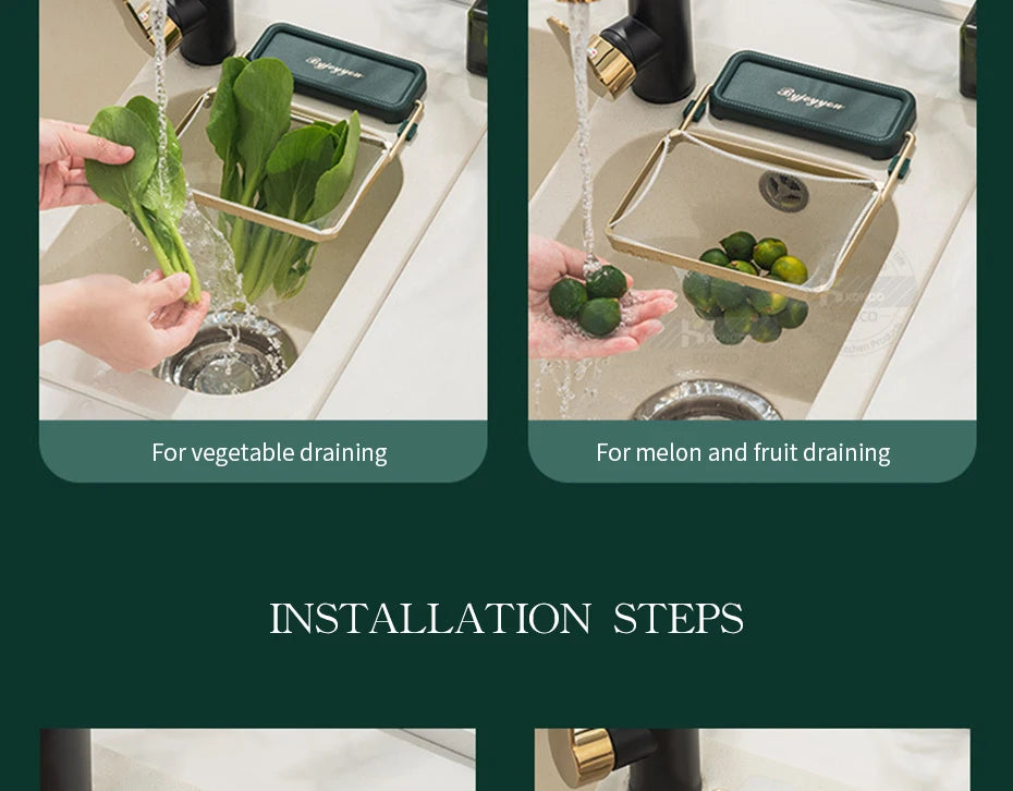 Kitchen Sink Strainer Drain Rack Large Capacity Garbage Drainer Basket Sink Leftovers Filter Vegetable Fruit Storage Sink Filter