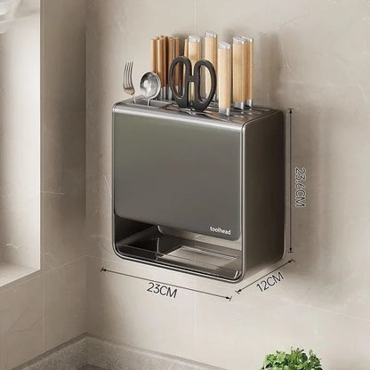 Kitchen Knife Storage Box Non-perforation Knife Holder Wall-mounted Knife Rack Kitchen Items Kitchen Accessories Organizer