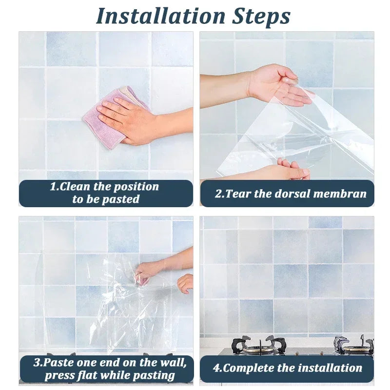 Kitchen Oil Proof Wall Sticker Stove Cabinet Heat-resisting Self Adhesive Wallpaper Wall Protector Film Waterproof Decoration