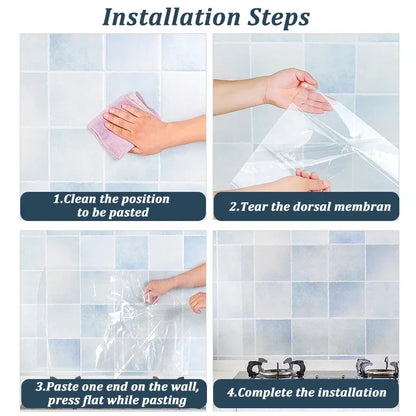 Kitchen Oil Proof Wall Sticker Stove Cabinet Heat-resisting Self Adhesive Wallpaper Wall Protector Film Waterproof Decoration
