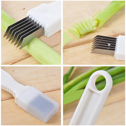 Kitchen Green Spring Onion Slicer, Vegetable Chopper, Slicing Tool for Onion Strips