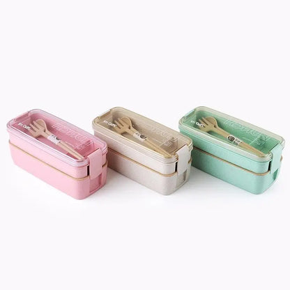 Kitchen 750ml Microwave Lunch Box Wheat Straw Dinnerware Food Storage Container Children Kids School Office Portable Bento Box