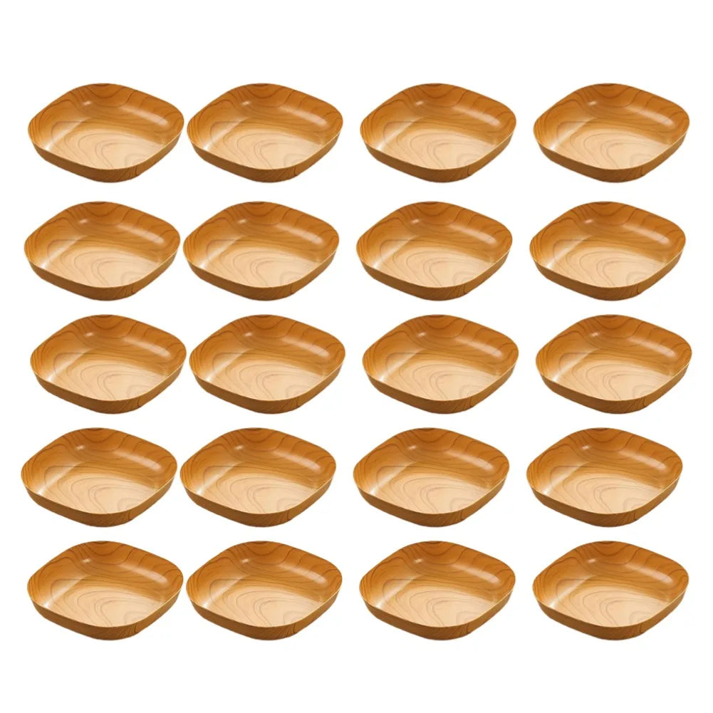 Kitchen Wood Grain Plastic Square Tray Plate Dried Fruit Fruit Cake Snack Plates Simple Snack Tea Art Dish Bone Spitting Dish