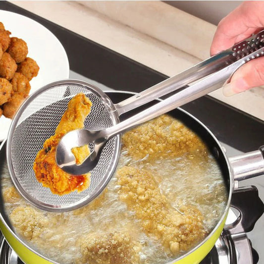 Kitchen tools: stainless steel strainer, oil scoop, fried food scoop, oil scoop, tofu powder sieve, filter screen, food oil clip