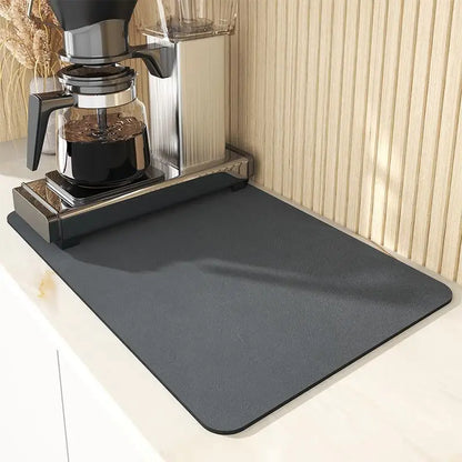 Kitchen Counter Bowl and Plate Drying Pad, with Anti-slip Rubber Back Plate, Heat-resistant, Grey, Suitable for Bowls and Cups